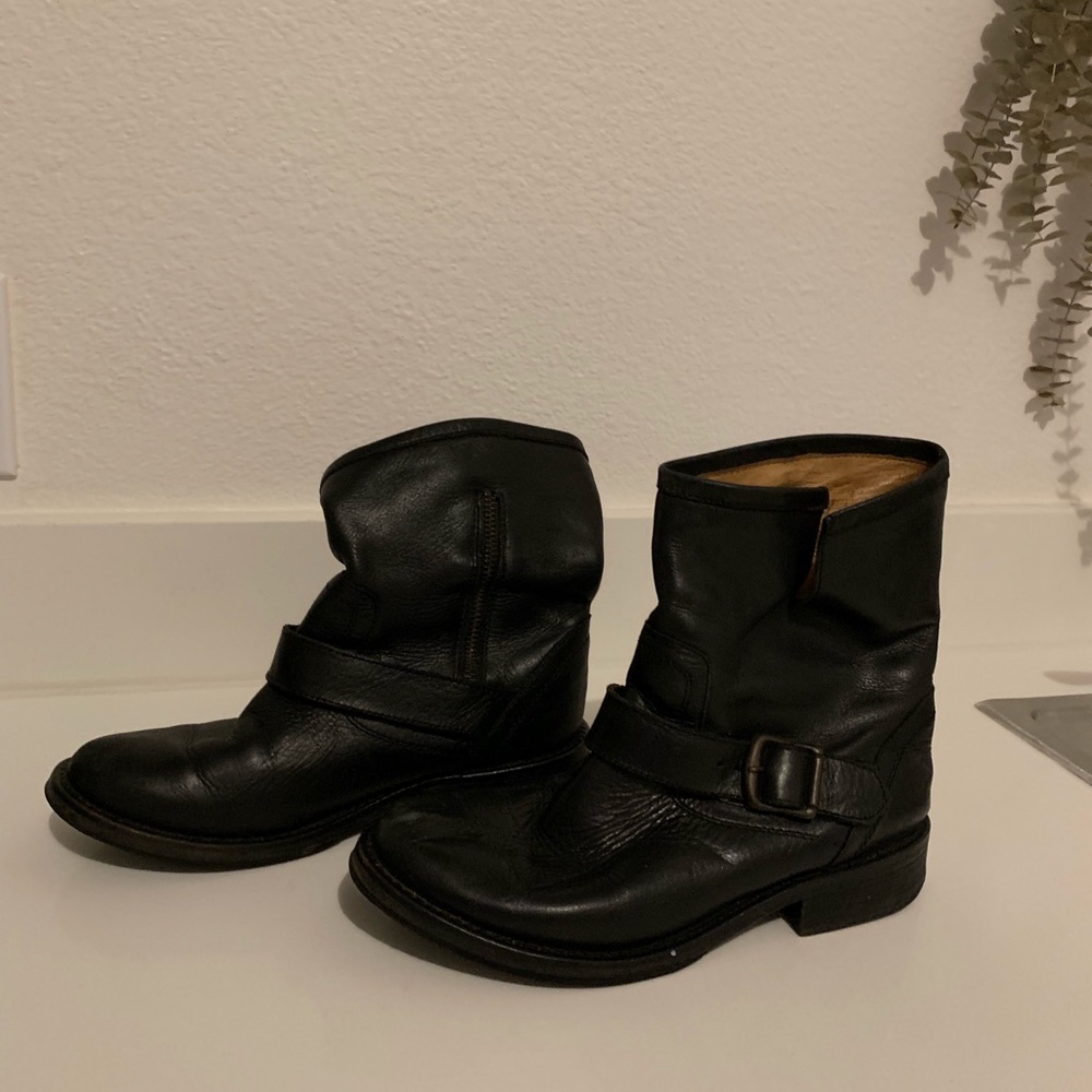 Black leather boots